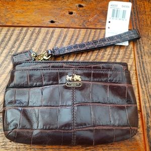 COACH Croc Embossed Wristlet
